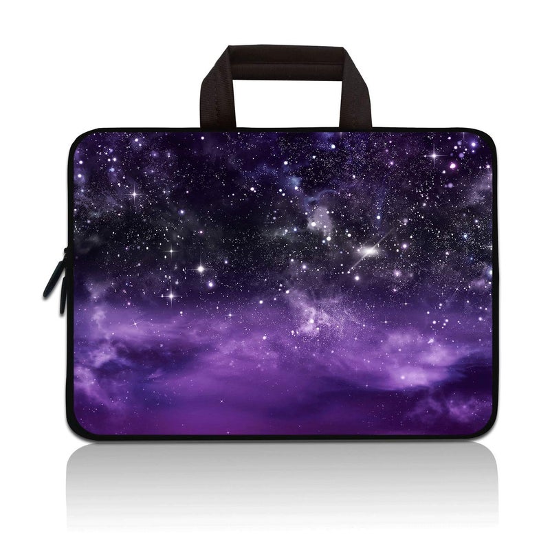 14 15 15.4 15.6 inch Laptop Handle Bag Computer Protect Case Pouch Holder Notebook Sleeve Neoprene Cover Soft Carrying Travel Case for Dell Lenovo Toshiba HP Chromebook ASUS Acer (Purple Galaxy)